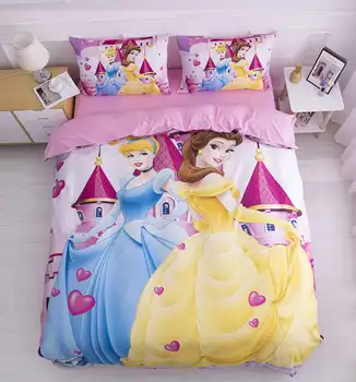 Disney princesė patalynės komplektai vaikams, miegamojo puošimas viso dydžio antklodė apima karalienė įrengtas lapas 3-4 vnt namų tekstilės skatinimo
