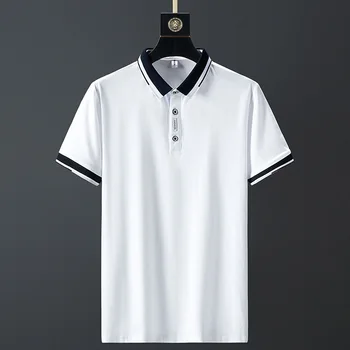 Polo marškinėliai vyrams, vasaros nauji aukštos kokybės mens Trumpas rankovės vientisos spalvos atvartas, Kvėpuojantis jaunimo Verslo atsitiktinis polo marškinėliai, M-4XL117