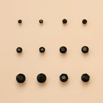 Paprasta Papuošalai Su Bohemijos Tamsiai Imitacijos, Juodos spalvos Auskarai 6-piece Set Vyrų Moteriška Šalis Auskarai