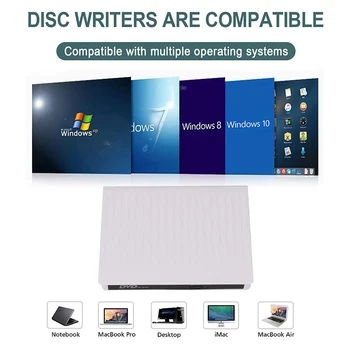 Išorinis DVD Diske USB 3.0 Portable CD/DVD+/-RW Drive/DVD Grotuvas Nešiojamas CD ROM įrašymo įrenginys Suderinamas su USB CD Manejar