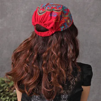 Namai Ir Nest Mados Moterų Meksikos Stiliaus Etninės Derliaus Siuvinėjimo Gėlės Skarelės Raudona Spausdinti Skrybėlę Lauko Kepurės Skrybėlės Moterims