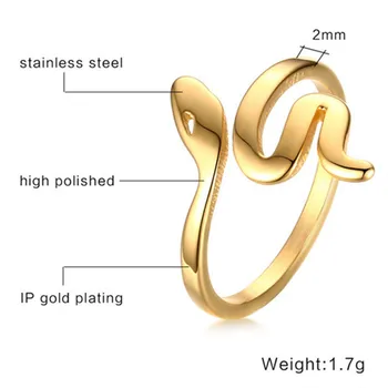 CC Žiedai Vyrams Ir Moterims, 2mm Nerūdijančio Plieno Atidaryti Žiedas Mažas Gyvatės Formos Ponios Papuošalai Temperamentas Priedų Dydis 6-8 CC1318