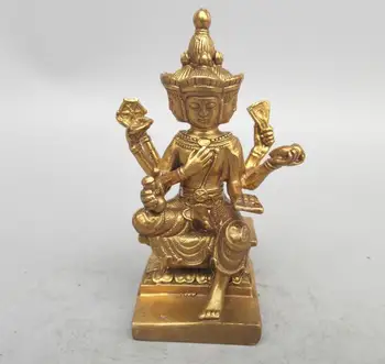 Kinija seiko drožyba, Gryno žalvario, Keturių veidų Budos mažas statula