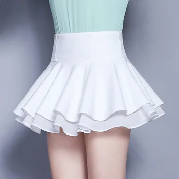 2020 m. Nauja Japonų Aukšto Juosmens Ruožas Plisuotos Šifono Dvigubo Sluoksnio Miniskirt Seksualus Sijonas midi sijonas baltas sijonas trumpas sijonas