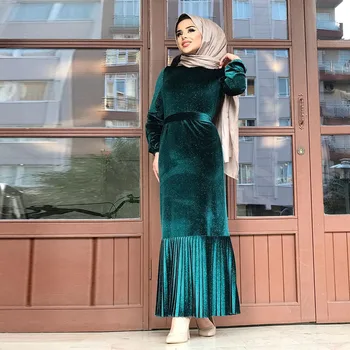 Aksomo Kaftan Dubajus Abaja Turkija Hijab Musulmonų Suknelė Abayas Moterų Caftan Pakistanas, Saudo Islamas Drabužių Ramadanas Jilbab Suknelės