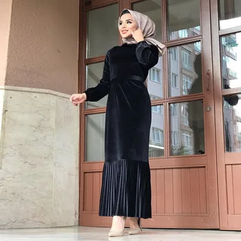 Aksomo Kaftan Dubajus Abaja Turkija Hijab Musulmonų Suknelė Abayas Moterų Caftan Pakistanas, Saudo Islamas Drabužių Ramadanas Jilbab Suknelės
