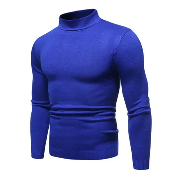 2020 nauji vyriški slim aukšto kaklo megztinis (puloveris) vyrų vientisos spalvos ilgomis rankovėmis aukštos kaklo megzti megztinis (puloveris)