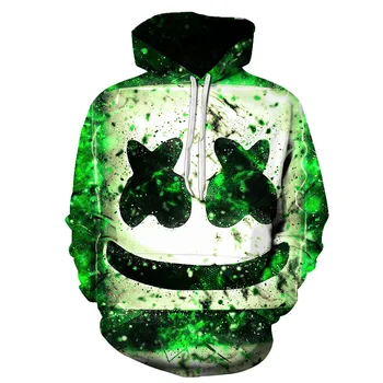 DJ Marshmallow asmeninį užsakymą 3D atspausdintas vyrų hoodie hip-hop stiliaus hoodie vaidmenų rekvizitai