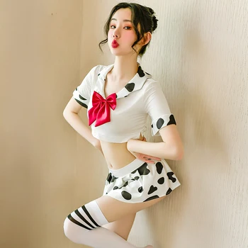 JIMIKO seksualus mokyklos vienodos mielas moteris studentų Karvių cosplay slutty kostiumai sekso miniskirt sailor Mergina Erotiniai apranga karšto apatinis trikotažas