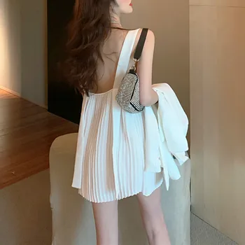 Elegantiškas Moteris, Dviejų Dalių Komplektas Kietų Švarkas Kailis Office Lady Korėjos Slim Šifono Diržas Mini Trumpą Suknelę Pavasarį, Rudenį Kostiumas Naujas