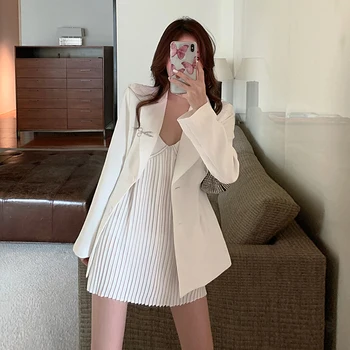 Elegantiškas Moteris, Dviejų Dalių Komplektas Kietų Švarkas Kailis Office Lady Korėjos Slim Šifono Diržas Mini Trumpą Suknelę Pavasarį, Rudenį Kostiumas Naujas