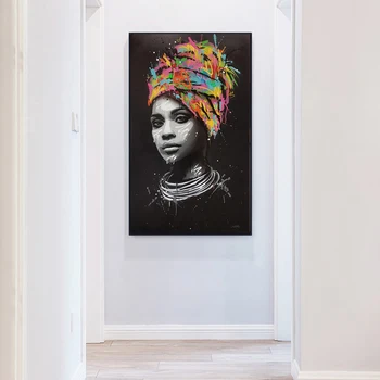 Abstrakti Portretas Aliejus, Plakatai, Tapyba ir grafika Sienos Meno Tapybos Drobės Namų dekoro Afrikos Moters Nuotrauka už Kambarį