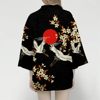 Moterų Harajuku Cardigan Japonų Kimono Azijoje Vasarą Skaitmeninis Atspausdintas Marškinėliai Topai Atsitiktinis Moteris Kimonos Kawaii Kimono Yukata Cosplay