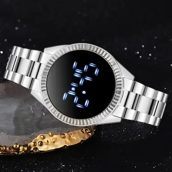 Skaitmeninis Žiūrėti Moterys Vyrai Unisex Prabangus Nerūdijančio Plieno Dirželis Riešo Laikrodžiai Moteriški Lydinio Dial Elektroninių Moterų Laikrodis Reloj Mujer