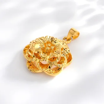 Išskirtinį 3D Gėlių Dizainas 14K Aukso Pakabukas Karoliai Moterų Vestuvės Vestuvinis Gimtadienio Dovanos Nr. Grandinės Fine Jewelry Ne Išnyks