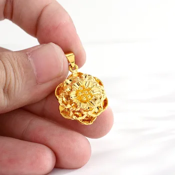 Išskirtinį 3D Gėlių Dizainas 14K Aukso Pakabukas Karoliai Moterų Vestuvės Vestuvinis Gimtadienio Dovanos Nr. Grandinės Fine Jewelry Ne Išnyks