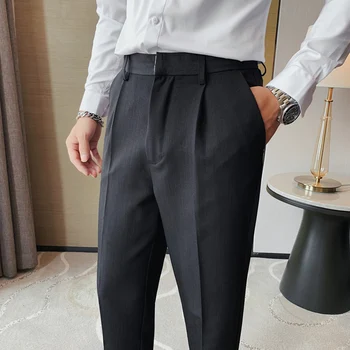 Rudens-Žiemos Vyrų Verslo Suknelė Kelnės Office Socialinės Streetwear Laisvalaikio Kostiumas Kelnės Vientisos Spalvos Vestuvių Kelnės Pantalon Homme