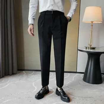 Rudens-Žiemos Vyrų Verslo Suknelė Kelnės Office Socialinės Streetwear Laisvalaikio Kostiumas Kelnės Vientisos Spalvos Vestuvių Kelnės Pantalon Homme