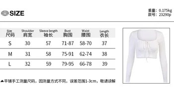 Moterų Apkarpytos Marškinėliai, Raišteliu Viršuje, Elastinga Šalis Saldus Tvarstis Long Sleeve T-Shirt
