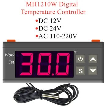 MH1210W Temperatūros Reguliatorius DC12V DC24V AC110-220V Termometras Thermoregulator Termostatas -50~110 C NTC Jutiklis Inkubatorius