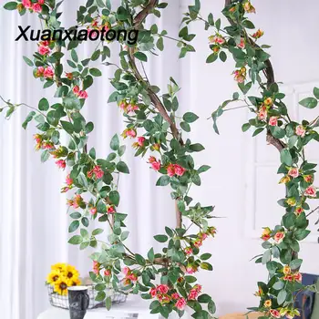 Xuanxiaotong 170cm Šilko Dirbtiniais Rožių Vynuogių Kabo Gėlių Girliandą už Vestuves Namų, Sodo Puošmena Netikrą Rožės Gėlių Pintais