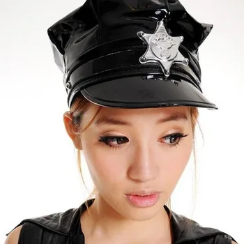 Juoda skrybėlę policijos bžūp policewoman vienodas Atitikimo skrybėlę partijos veiklos grupė šalies juoda cosplay skrybėlę