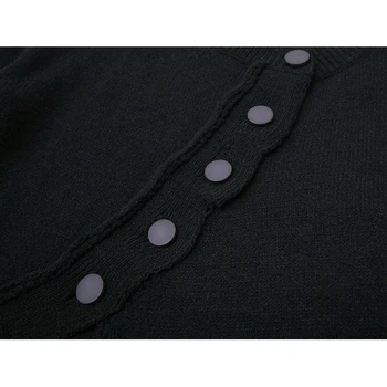 Vintage Black, Gothic Megztiniai Moterų 2020 M. Rudenį, Žiemą Nereguliariai Negabaritinių Ilgomis Rankovėmis Susagstomi Megztiniai Gotai Moterų Megztiniai Viršūnės