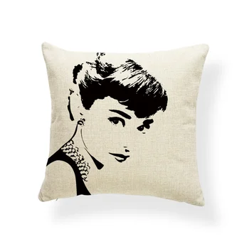 Audrey Hepburn Pagalvėlė Padengti Raudona Užvalkalai Juoda Kėdė Papuošalai Komiksai Mesti Pagalvėlė Padengti Balionas 17.7 Colių Už Kanapės Kūrybos