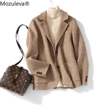 Mozuleva 2020 m. Derliaus Vilnonių Duffle Kailis Moterų Trumpas Stiliaus Eglute Vilnoniai Paltai Moterims Tiktų Rudenį ir Žiemą Moteriška Nauja