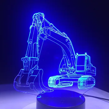 Ekskavatorių Automobilį, 7 Spalvų Žibintas 3D LED Naktinis Apšvietimas Vaikų Touch USB Lentelė Lampara Kūdikis Miega naktinė lempa Nuotolinio Valdymo Lampe