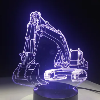 Ekskavatorių Automobilį, 7 Spalvų Žibintas 3D LED Naktinis Apšvietimas Vaikų Touch USB Lentelė Lampara Kūdikis Miega naktinė lempa Nuotolinio Valdymo Lampe
