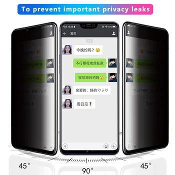 Privatumo Apsauga Grūdinto Stiklo Plėvelė Huawei Honor 9 lite i 10 v10 žaisti Screen Protector, Stabdžių Peeping IIRROONN