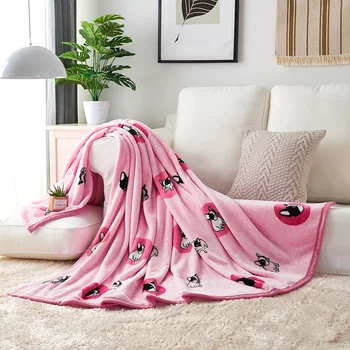 LREA плед buldogas Snaigės antklodę ant lovos, minkštas šiltas už sofos comfotable mesti rožinė Pigūs Aukštos kokybės