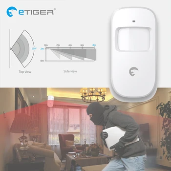 Etiger Originalus S4 Plus Bevielis durų jutiklis Home Security GSM WiFi Signalizacijos sistemos SIM Paramos Tuya Smart