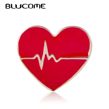 Blucome Red Emalį Meilės Širdies Formos Sagė Corsage Gydytojas, Slaugytoja Ligoninėje Ženklelis Specialios Konstrukcijos Širdis Sagės Apykaklės Įrašą