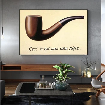 Magritte Labiausiai Žinomų Tapybos Tai Ne Vamzdis, Drobė, Tapyba Sienos Meno Kambarį Namų Dekoro (be Rėmelio)