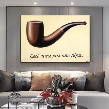 Magritte Labiausiai Žinomų Tapybos Tai Ne Vamzdis, Drobė, Tapyba Sienos Meno Kambarį Namų Dekoro (be Rėmelio)