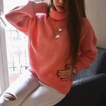 Stilingas Saldus Moterų Prarasti Golfo Megztinis Mados Negabaritinių Trikotažas Mergaitėms Outwear Atsitiktinis Moterų Džemperiai