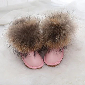 RUIYEE vaikų žieminiai batai moteriški batai sniego batai karvės odos batai 2018 naujos lapės kailio, odos batai batai moterims