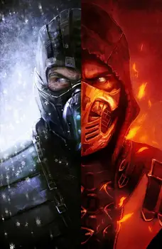 Skorpionas vs Sub-Zero Meno Plakatas, Tapyba Mortal Kombat tapybos drobė art Prints Sienos Meno Kambarį Miegamojo Puošimas