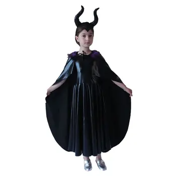Maleficent Blogio Karalienė Ragana Kostiumų Teen Girl Dress Helovinas Vaikas Lankelis+Apsiaustu 3pc Rinkinys Vaikas Grožio Frock Tunika Drabužiai