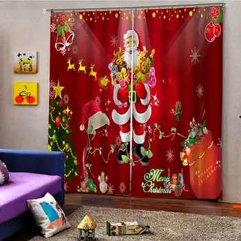 Linksmų Kalėdų Užuolaidų Švenčių Animacinių filmų Kalėdų Senį Spausdinimo Kalėdų Gyvenamasis Kambarys Miegamojo Užuolaidos laimingų Naujųjų Metų Dekoracijos