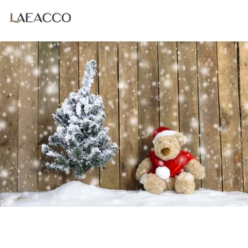 Laeacco Kalėdų Photocall Medinės Lentos, Pušų Sniego Žiemos Fotografijos Backdrops Šeimos Portretas Sluoksnių Photozone Prop