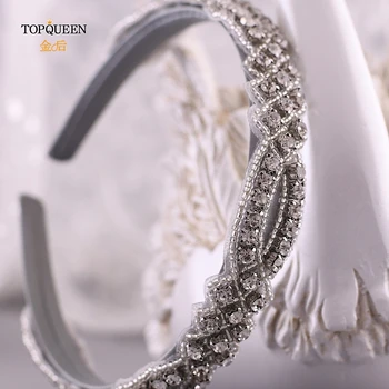 TOPQUEEN S332-FG vestuvių kalnų krištolas plaukų aksesuarai, vestuviniai tiara headpieces kalnų krištolas lankelis Baroko plaukų juosta