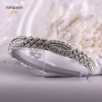 TOPQUEEN S332-FG vestuvių kalnų krištolas plaukų aksesuarai, vestuviniai tiara headpieces kalnų krištolas lankelis Baroko plaukų juosta