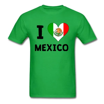 Aš Myliu Meksika Marškinėliai Vyrams Širdies Vėliava T-shirt Naujovė Mokyklos Drabužių Medvilnės Tees Meksikos Vėliava Marškinėlius Pilka Viršūnių O-kaklo