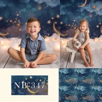 Tamsiai Mėlynas Nakties Dangus Naujagimių Fonas Fotografijai Baby Vaikų Gimtadienio Fotografijos Backdrops fotostudija