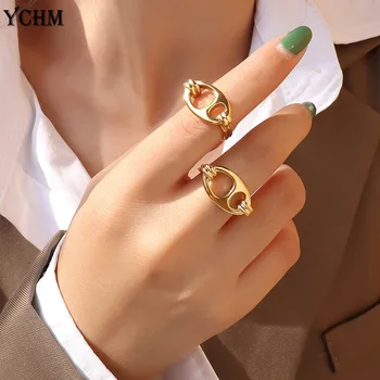 Elegantiškas Moteris Piršto sąnarys Žiedai Moterims Nerūdijančio Plieno Žiedai Aukso spalvos Geometrinis Metalo Žiedas, Papuošalų YCHM