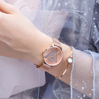 Originalaus Dizaino Moterų Laikrodžiai Mados Japonijos Kvarco Judėjimas, Nerūdijančio Plieno Rose Gold Vandeniui Rankiniai laikrodžiai relogio feminino