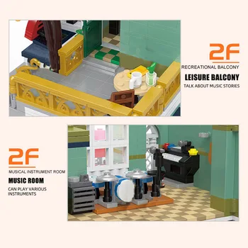 Yeshin YC20008 Streetview Pastato Žaislų, Kad SS Muzikos Parduotuvė Modelį, Statyba Blokai, Plytos Asamblėjos Žaislų Vaikams Kalėdų Dovanos